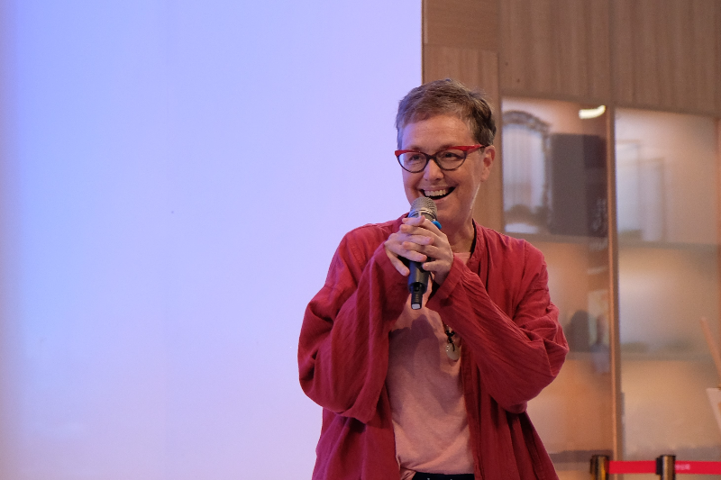 Mary Ann O'Donnell delivers a speech at Saturday's event.JPG
